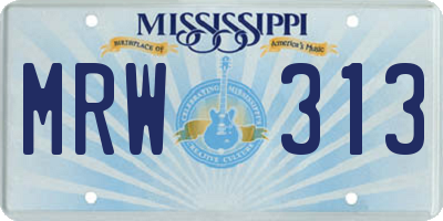 MS license plate MRW313