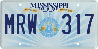 MS license plate MRW317