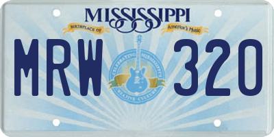 MS license plate MRW320