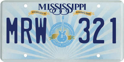 MS license plate MRW321