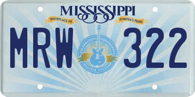 MS license plate MRW322