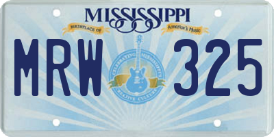 MS license plate MRW325