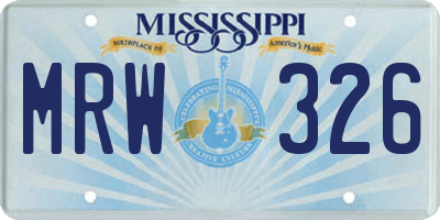 MS license plate MRW326