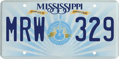 MS license plate MRW329