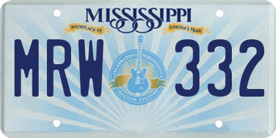 MS license plate MRW332