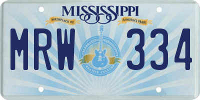 MS license plate MRW334