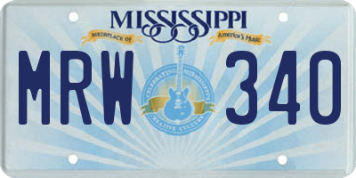 MS license plate MRW340