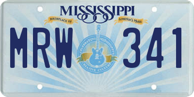 MS license plate MRW341