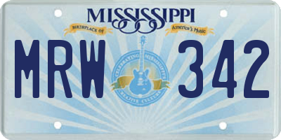 MS license plate MRW342