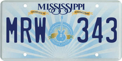 MS license plate MRW343