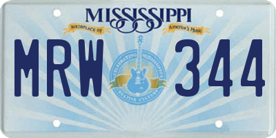 MS license plate MRW344