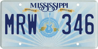 MS license plate MRW346