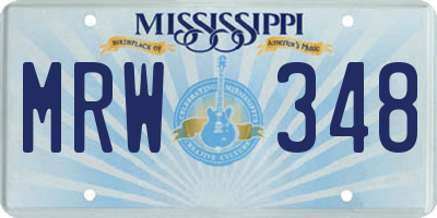 MS license plate MRW348