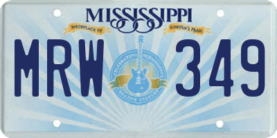 MS license plate MRW349