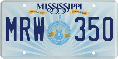 MS license plate MRW350