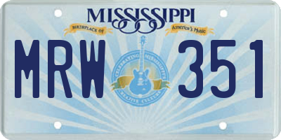 MS license plate MRW351