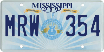 MS license plate MRW354