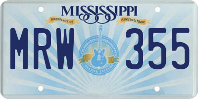 MS license plate MRW355