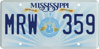 MS license plate MRW359