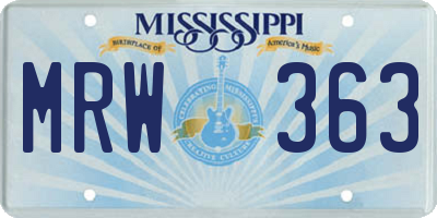 MS license plate MRW363