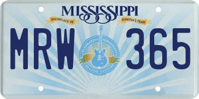 MS license plate MRW365