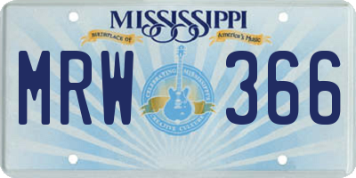 MS license plate MRW366