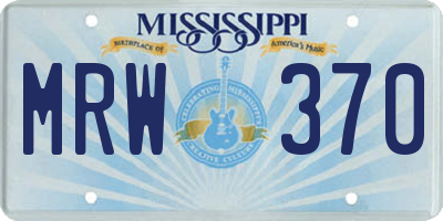 MS license plate MRW370