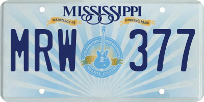 MS license plate MRW377