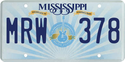 MS license plate MRW378