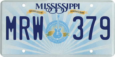 MS license plate MRW379