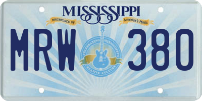 MS license plate MRW380
