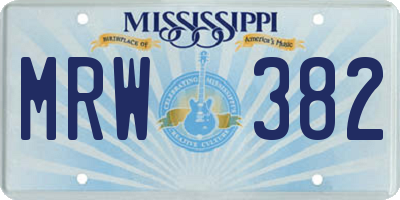 MS license plate MRW382