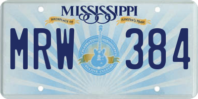 MS license plate MRW384