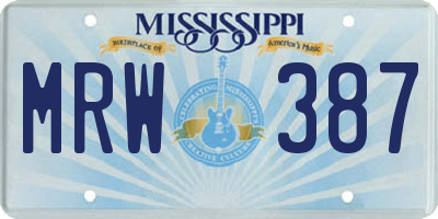 MS license plate MRW387