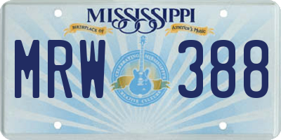 MS license plate MRW388
