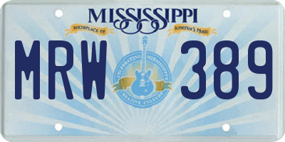 MS license plate MRW389