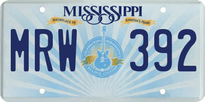 MS license plate MRW392