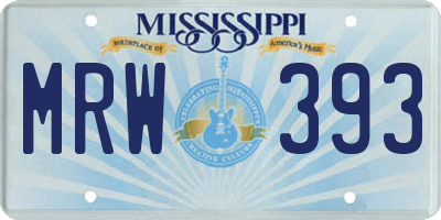 MS license plate MRW393