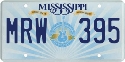 MS license plate MRW395