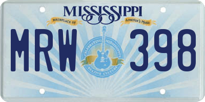 MS license plate MRW398