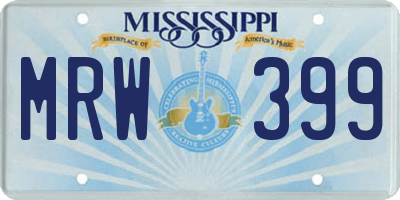 MS license plate MRW399
