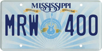 MS license plate MRW400