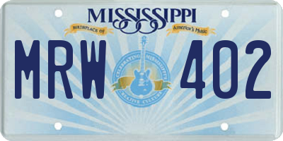 MS license plate MRW402