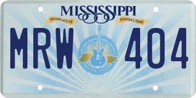 MS license plate MRW404