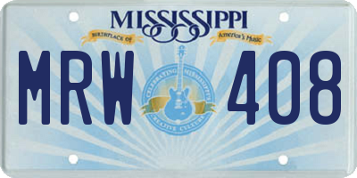 MS license plate MRW408