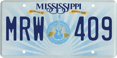 MS license plate MRW409