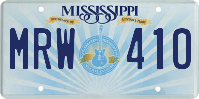 MS license plate MRW410