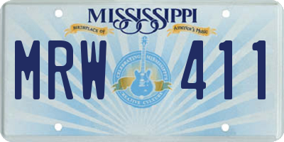 MS license plate MRW411