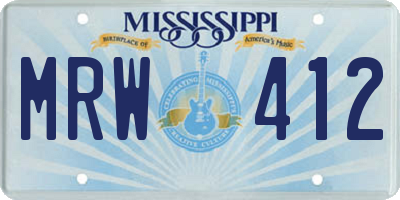 MS license plate MRW412
