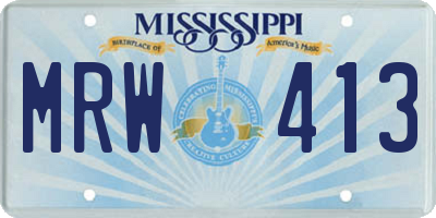 MS license plate MRW413